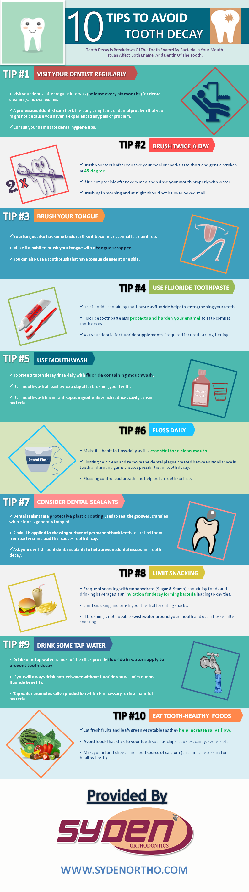 tips to avoid dental decay infographic - Ten Tips to Prevent Tooth Decay
