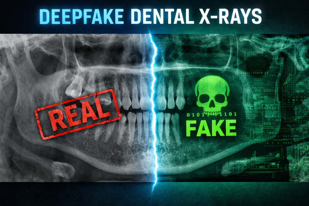 real versus fake xray 1024x683 - Deepfake Dental X-Rays: A New AI Risk for Dentists and Dental Practices